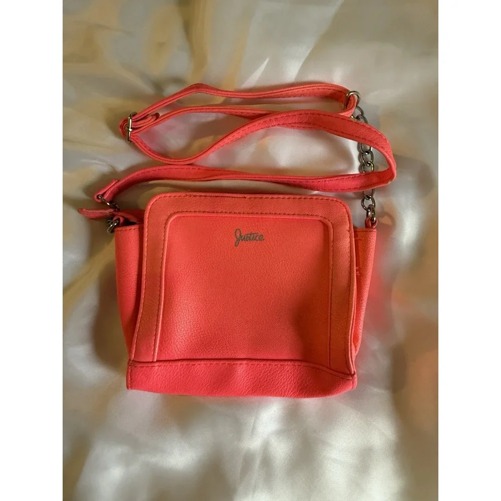 Justice Purse NEON HOT PINK! Bedazzled BLING Shoulder Bag Crossbody Girls